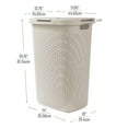 thumbnail image 3 of Mind Reader 60L Slim Laundry Hamper, Clothes Basket, Lid, Wicker Design, Plastic, 17.65"L x 13.75"W x 24.15"H, Set of 3, Ivory, 3 of 5