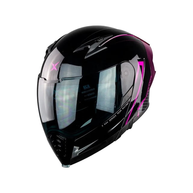 Casco Abatible Moto X- Kov Latin-x Rivalry Negro Fucsia