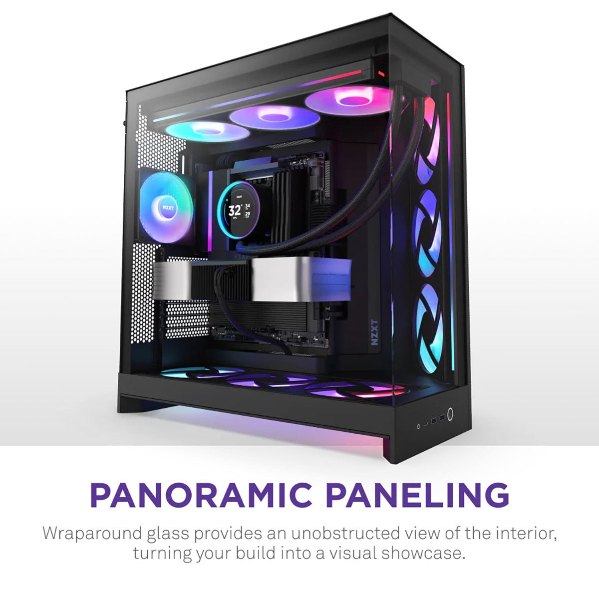 NZXT CMH92FBR1 H9 Flow RGB ATX Mid-Tower PC Case Dual Chamber Black