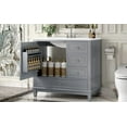 thumbnail image 2 of 36 Inch Freestanding Bathroom Vanity with Ceramic Sink Top, MDF and Solid Wood Construction, Gray Finish for Modern Bathrooms, 3 Drawers and Cabinet with Shelves, 4 Inch Faucet Hole, 2 of 9