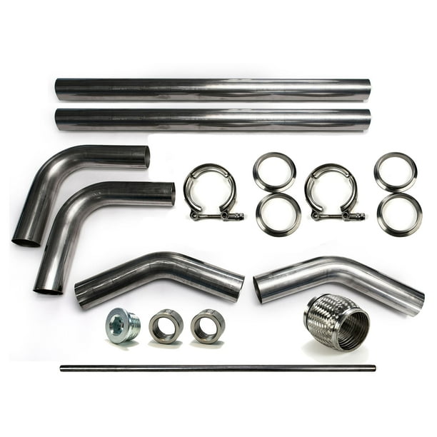 3 304 Stainless Mandrel Bend Diy Kit Exhaust V Band Clamp Flex Pipe 90 45 O2 Com - Diy Stainless Exhaust Kit