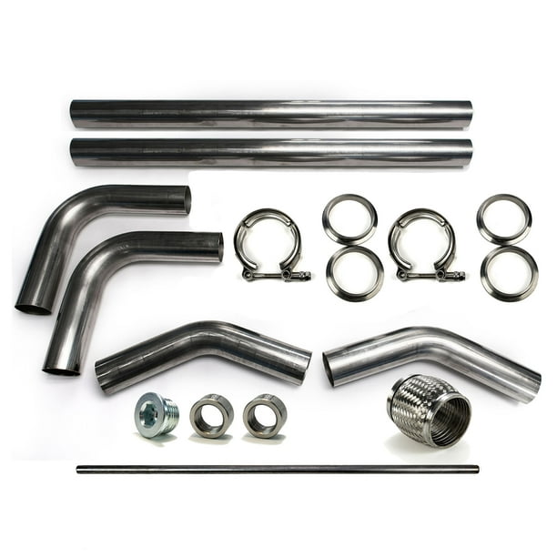 3 304 Stainless Mandrel Bend Diy Kit Exhaust V Band Clamp Flex Pipe 90 45 O2 Com - Diy Stainless Exhaust Kit 3 304 Stainless Mandrel Bend Diy Kit Exhaust V Band Clamp Flex Pipe 90 45 O2 Com - Diy Stainless Exhaust Kit