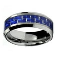 thumbnail image 3 of Metal Masters Womens 8mm Flat Top Tungsten Carbide Ring Wedding Blue Carbon Fiber Inlay, 3 of 7