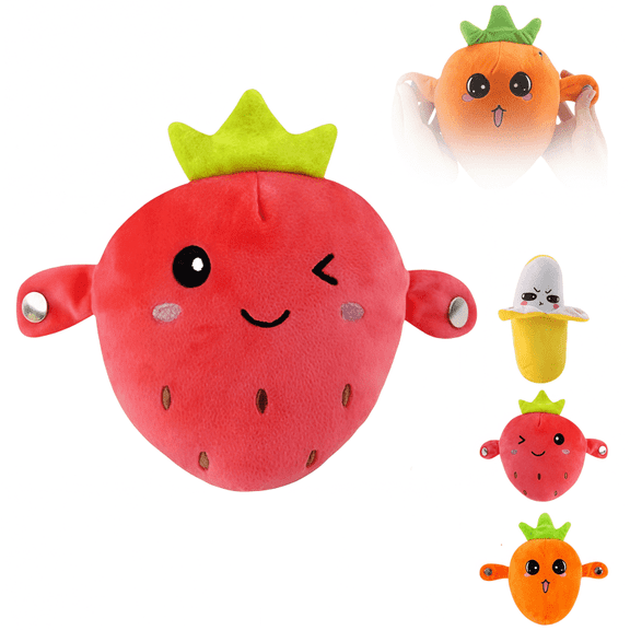 2026 New Sensor Music Doll, Stuffed Doll Fruit Shape Happy Interaction Touch Sensitive Rich Sound Entertainment, 3 Modes, Parent-Child Interaction Fruit Sensor Beat Plush (Strawberry)