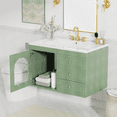Elegant floating bathroom vanity sink and combo with 1 door and