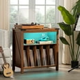 thumbnail image 5 of Record Player Stand with LED Lights & Power Outlets, Holds 230 Vinyl Albums, 3-Tier Turntable Table with Shelf for Music Room Bedroom Living Room, 5 of 6