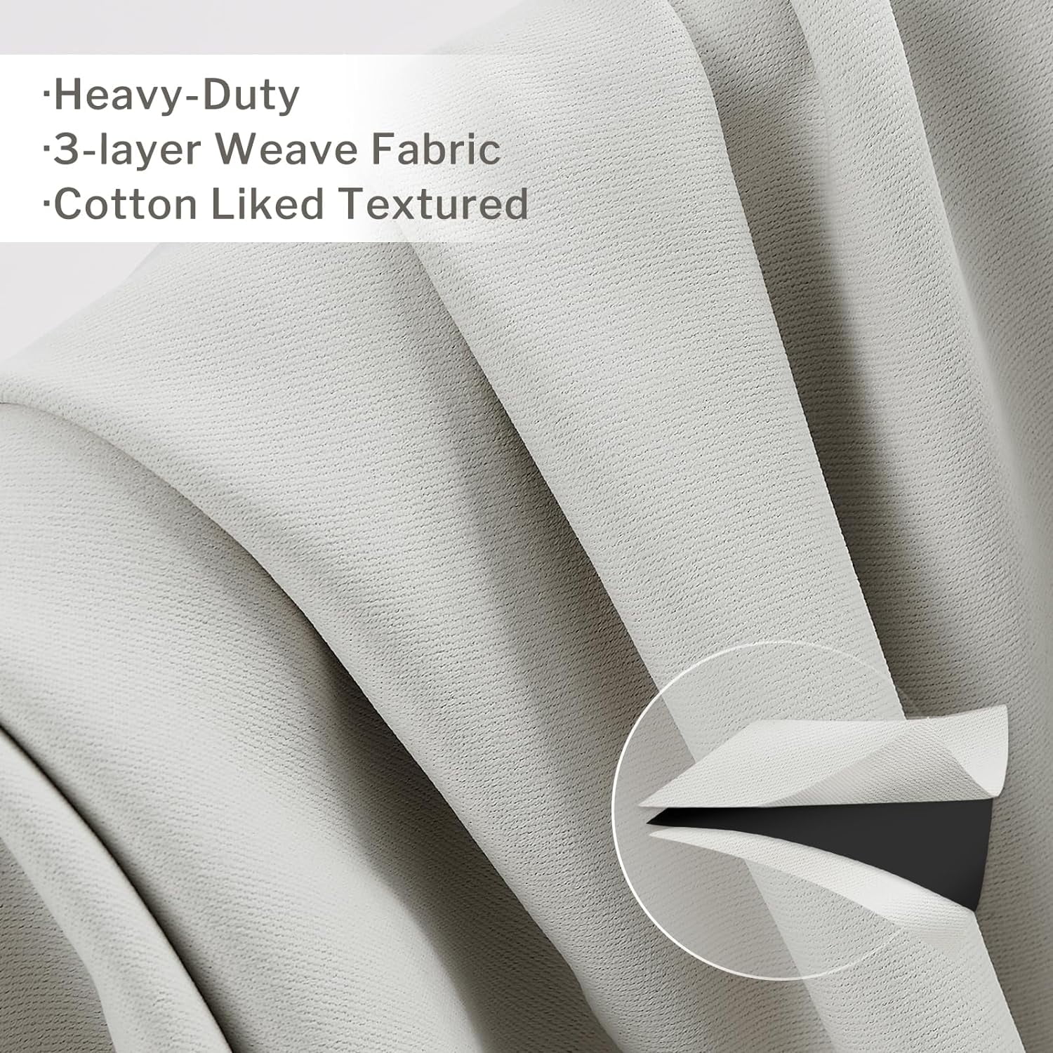 80% Blackout Curtains 63 Inch Length for Bedroom 2 Panels Set Cotton Bedroom Curtains Grommet Room Darkening Curtains for Living Room Thermal Insulated Window Drapes (Off White, 52 x 63 in)