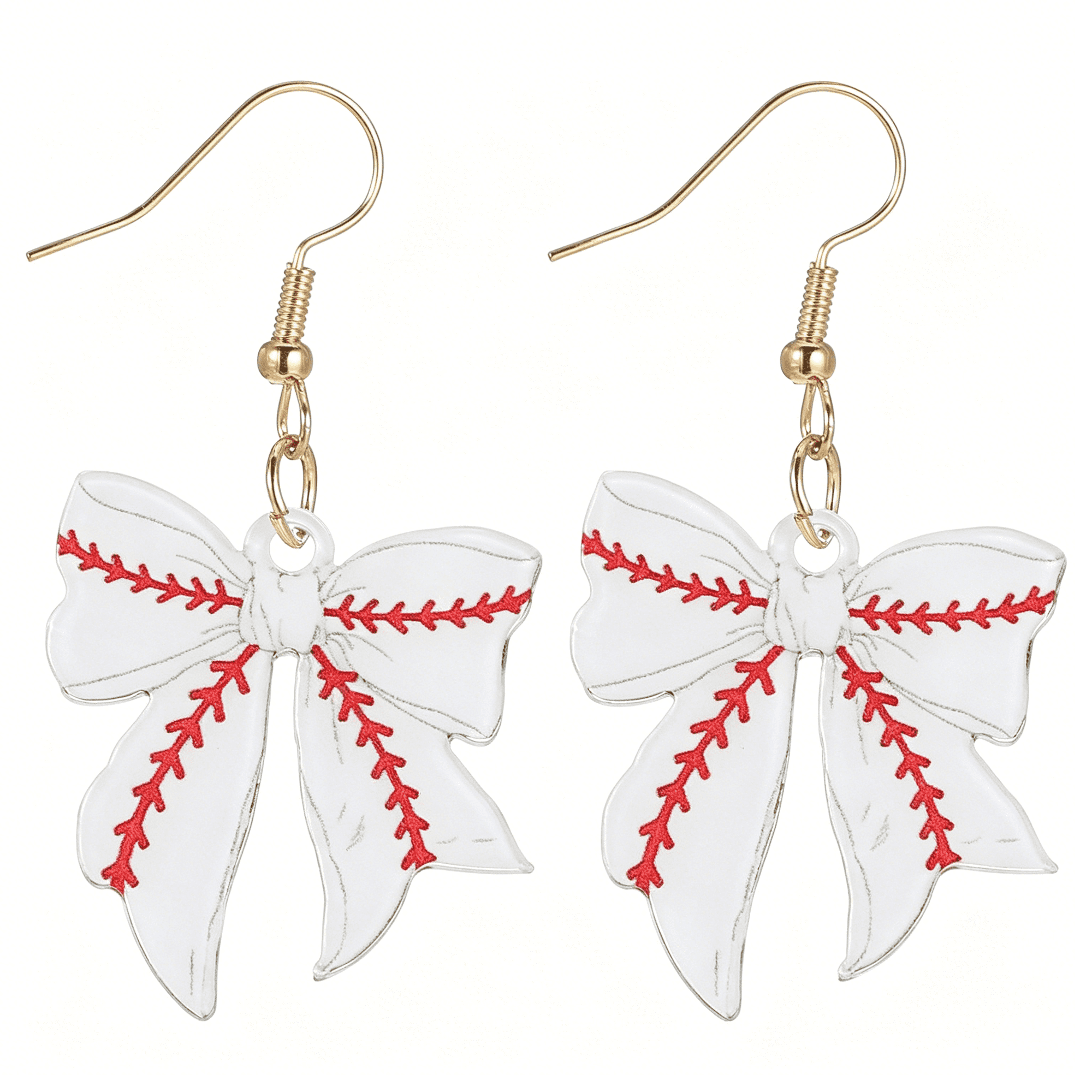 DESIGNICE 1Pair Baseball Earrings for Women-Acrylic Baseball Jewelry with Bow Design,Sport Lover'S Dangle Bow Earrings for Holiday Party
