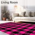thumbnail image 2 of ODIKA 4'x6' Machine Washable Non-Slip Area Rug, Festive Buffalo Plaid Holiday Xmas Decorative High Traffic Rug with Pad, Pink, 627567, 2 of 8