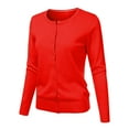 thumbnail image 2 of DondPO Womens Cardigans Sweaters Women's Round Neck Cardigan Knitted Long Sleeved Large Yards Short Sweater Jacket Cardigan Cardigan Sweaters for Women Sweaters for Women Red S, 2 of 4