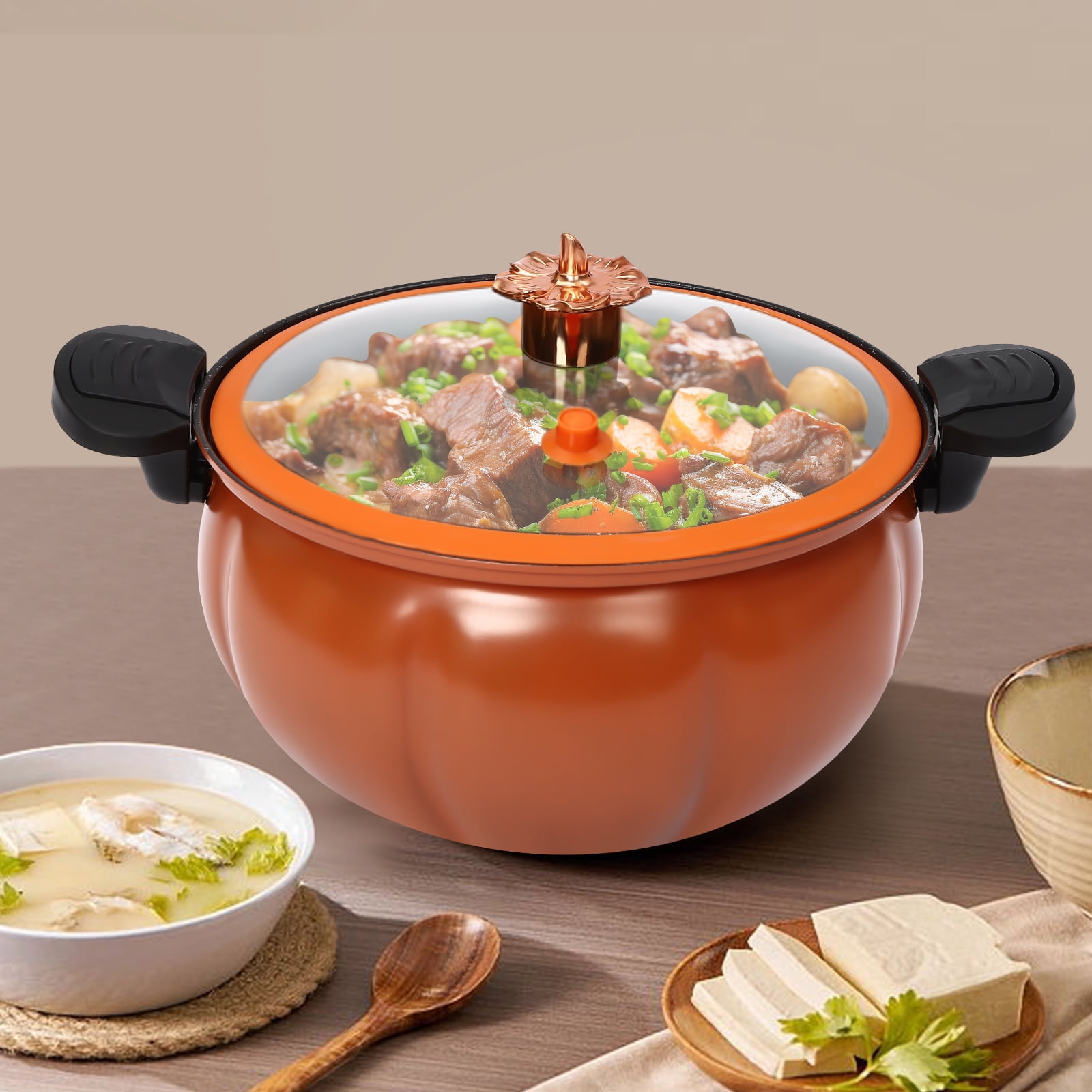 Micro Pressure Cooker, 8L Iron Micro Pressure Cooker With Clear Lid, Micro Pressure Cooking Pot, Pumpkin Shaped Multi-Function Micro Pressure Cooking Pot