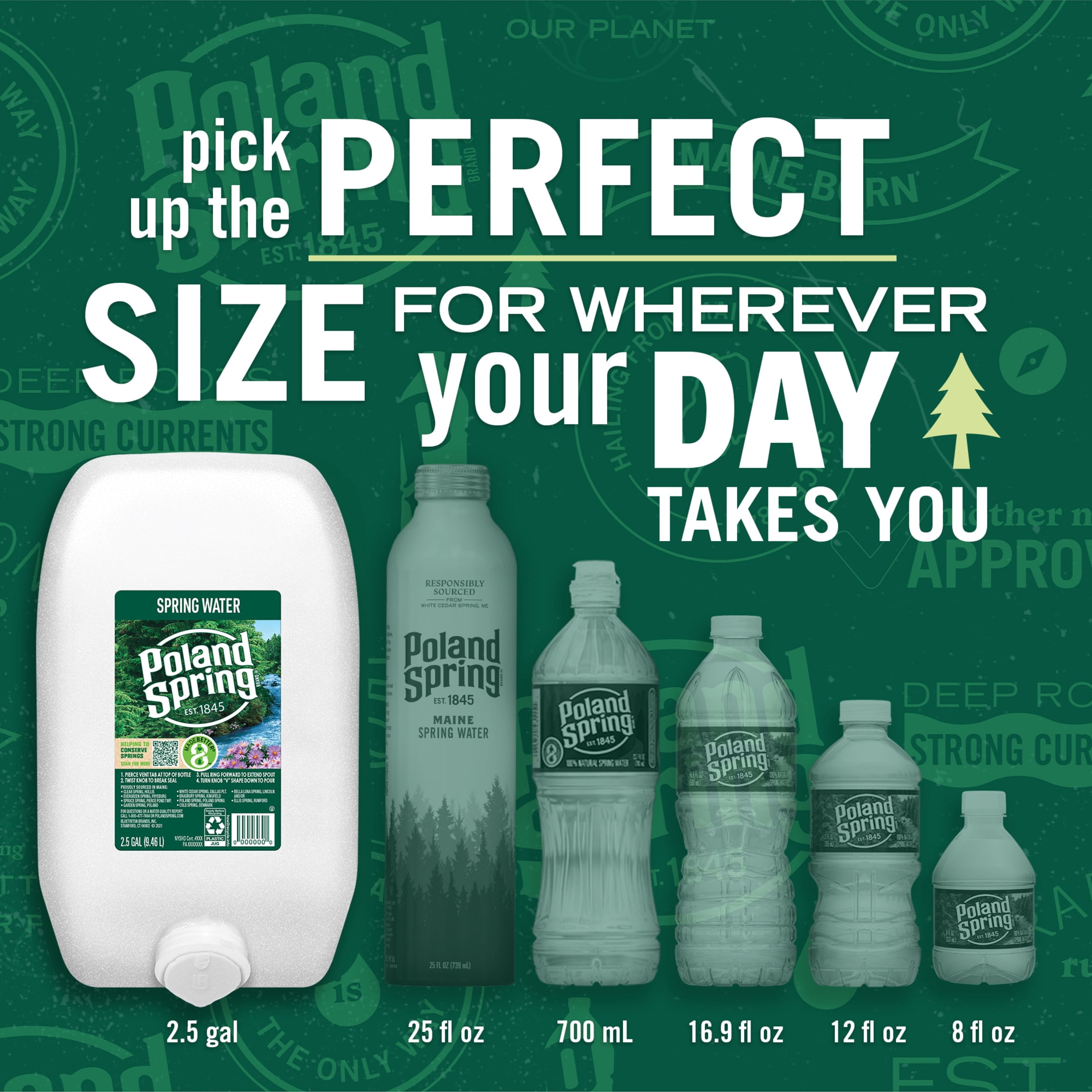 (6 pack) Poland Spring Maine Spring Water, 2.5 gal, Single Plastic Jug