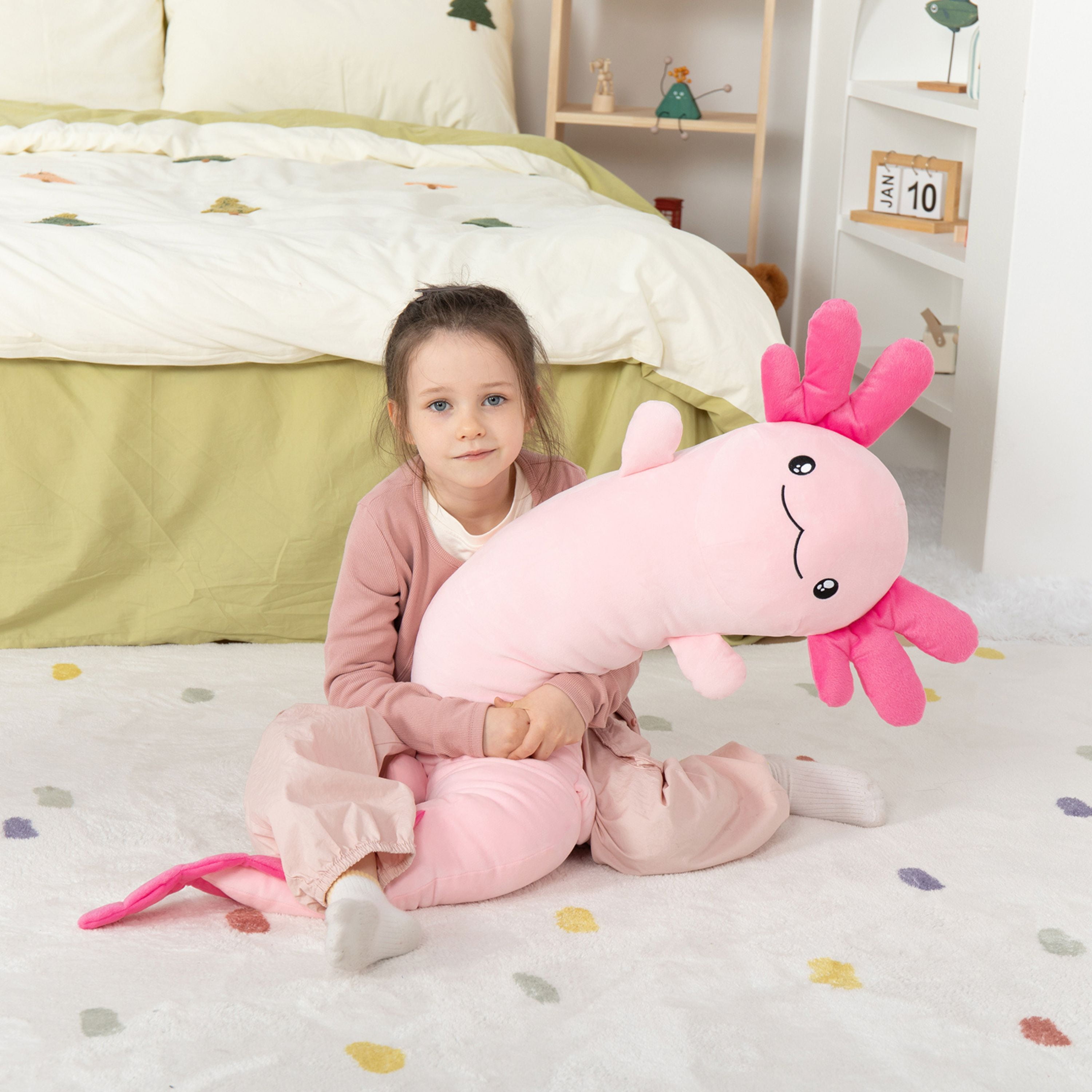Tezituor 48" Axolotl Stuffed Animal Giant Stuffed Axolotl Glow in The Dark Plush Toy
