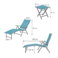thumbnail image 2 of Pellebant Blue Outdoor Aluminum Folding Adjustable Chaise Lounge Chair and Table Set, 2 of 5