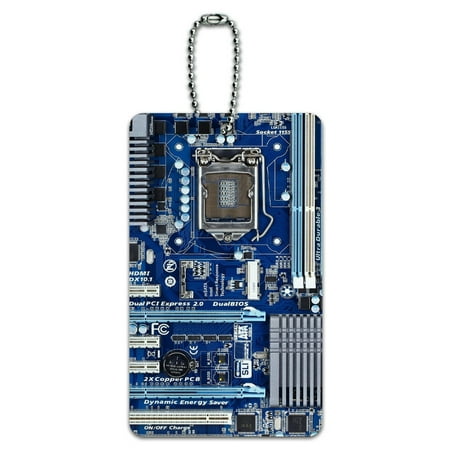 Graphics and More Blue Computer Motherboard - Processor CPU Memory ID Card Luggage