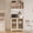 Wood color, variant on Studyset 71" Pantry Cabinet,6-Tier Freestanding Tall Cupboard Storage Unit with Pegboard,2 Cabinets,Open Shelves,Glass Doors,Farmhouse Kitchen Pantry Cabinet Coffee Bar Storage Organizer for Kitchen