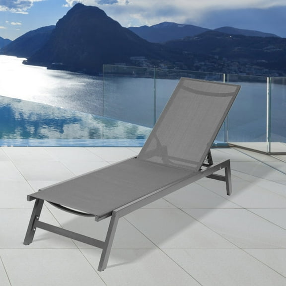 Patio Recliner Chair, Segmart Aluminum Patio Lounge Chair, Chaise Lounge with Sunbathing Textilence, Adjustable 5-Position Recliner, SS2372