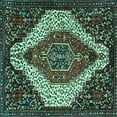 thumbnail image 1 of Ahgly Company Machine Washable Indoor Square Persian Turquoise Blue Traditional Area Rugs, 4' Square, 1 of 4
