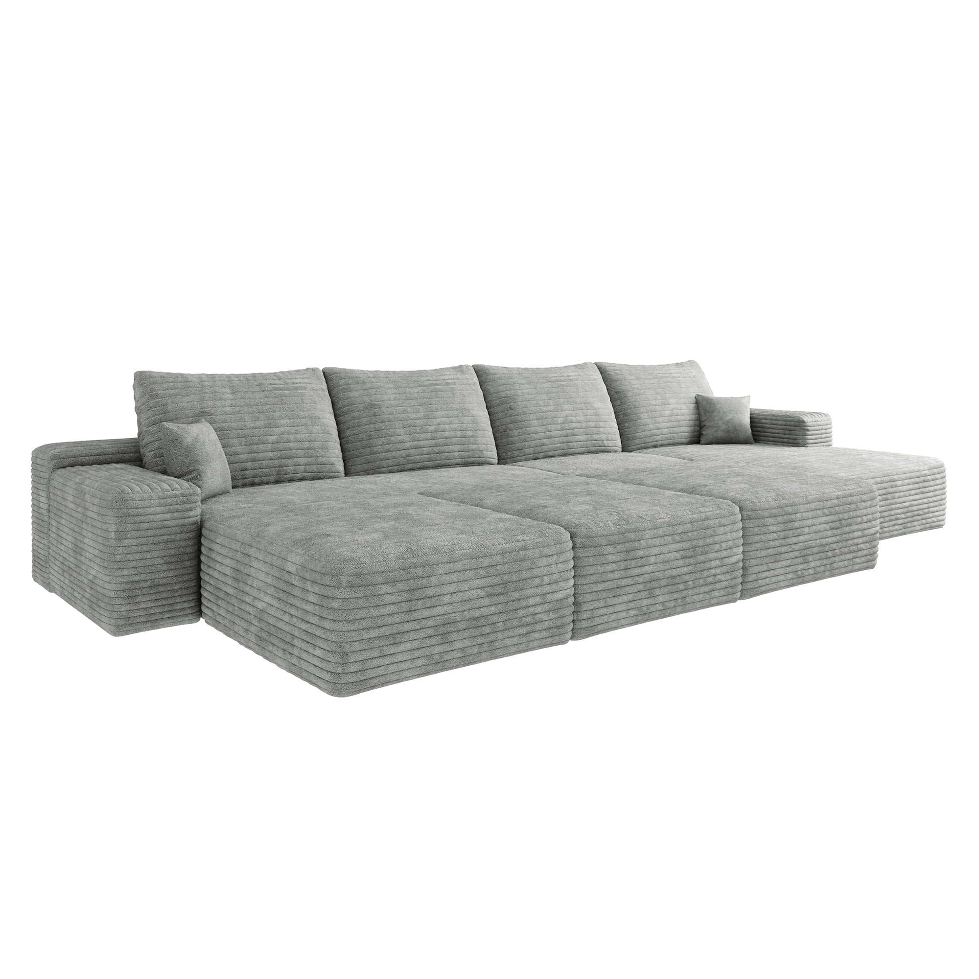 MAYEERTY 135" Cloud Sectional Couch Modern Modular Sofa for Living Room No Assembly Required, Gray