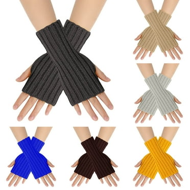 Ashirexll Winter Gloves Women, Fingerless Gloves for Women, Woolen Fingerless Gloves with Straight Arm Sleeves Knitted Long Cuffs for Ladies