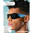 thumbnail image 3 of Grinderpunch Super Dark CAT 4 Sunglasses Polarized Blackout Lenses for Light Sensitivity & Migraine Relief Wrap Around - Gloss Black Superdark, 3 of 7