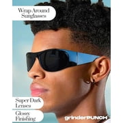 Grinderpunch Super Dark CAT 4 Sunglasses Polarized Blackout Lenses for Light Sensitivity & Migraine Relief Wrap Around - Gloss Black Superdark