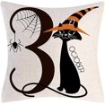 thumbnail image 2 of Juego de 4 fundas de almohada con decoraciones de Halloween, fundas de almohada decorativas con diseño de truco o trato de Happy Halloween, 18x18 pulgadas, 2 of 5