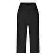 thumbnail image 5 of ZHYou Pants for Womens,High Waisted,Cropped,Wide Leg,Baggy Trousers with Side Slits,Black,Size XL, 5 of 7