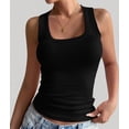 thumbnail image 4 of Summer Womens Tank Tops Square Neck Fitted Sleeveless Shirts for Women Ribbed Basic Top, 4 of 8