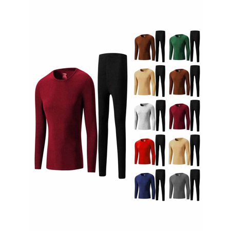 ZUBMGKTE Mens Thermal Underwear Set Fleece Lined Long Johns Base Layer Top Bottom Cold Weather Gear for Hunting Running Skiing