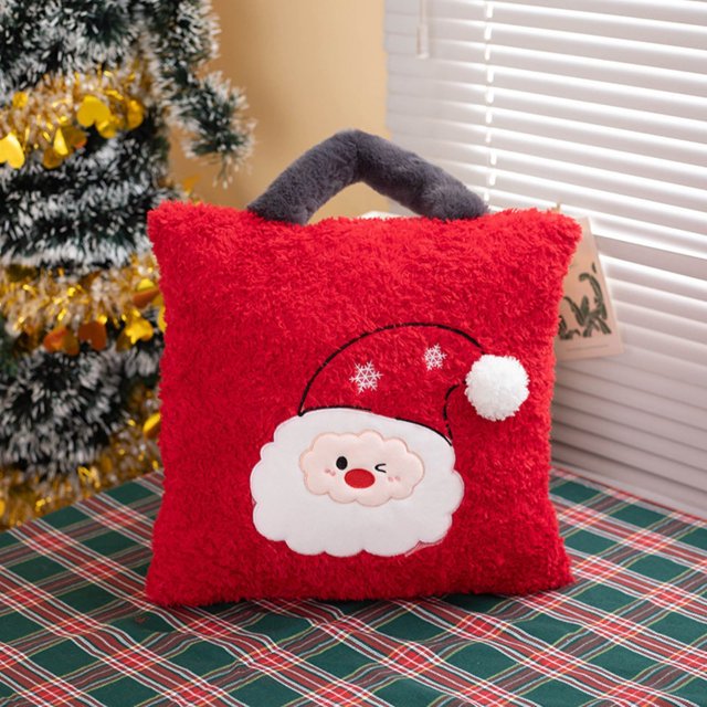 XWSHYW Almohadas y Fundas Navidad Año Nuevo Almohada Roja Salón Sofá Cojín Lumbar Escena Decoración Cojín