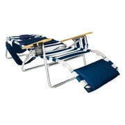 Ostrich The Deluxe 3N1 Lightweight Outdoor Beach Lounge Chair w/Footrest, Blue Stripe