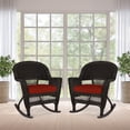 thumbnail image 2 of Pemberly Row Wicker Rocker Chair in Black with Red Cushion (Set of 2), 2 of 9