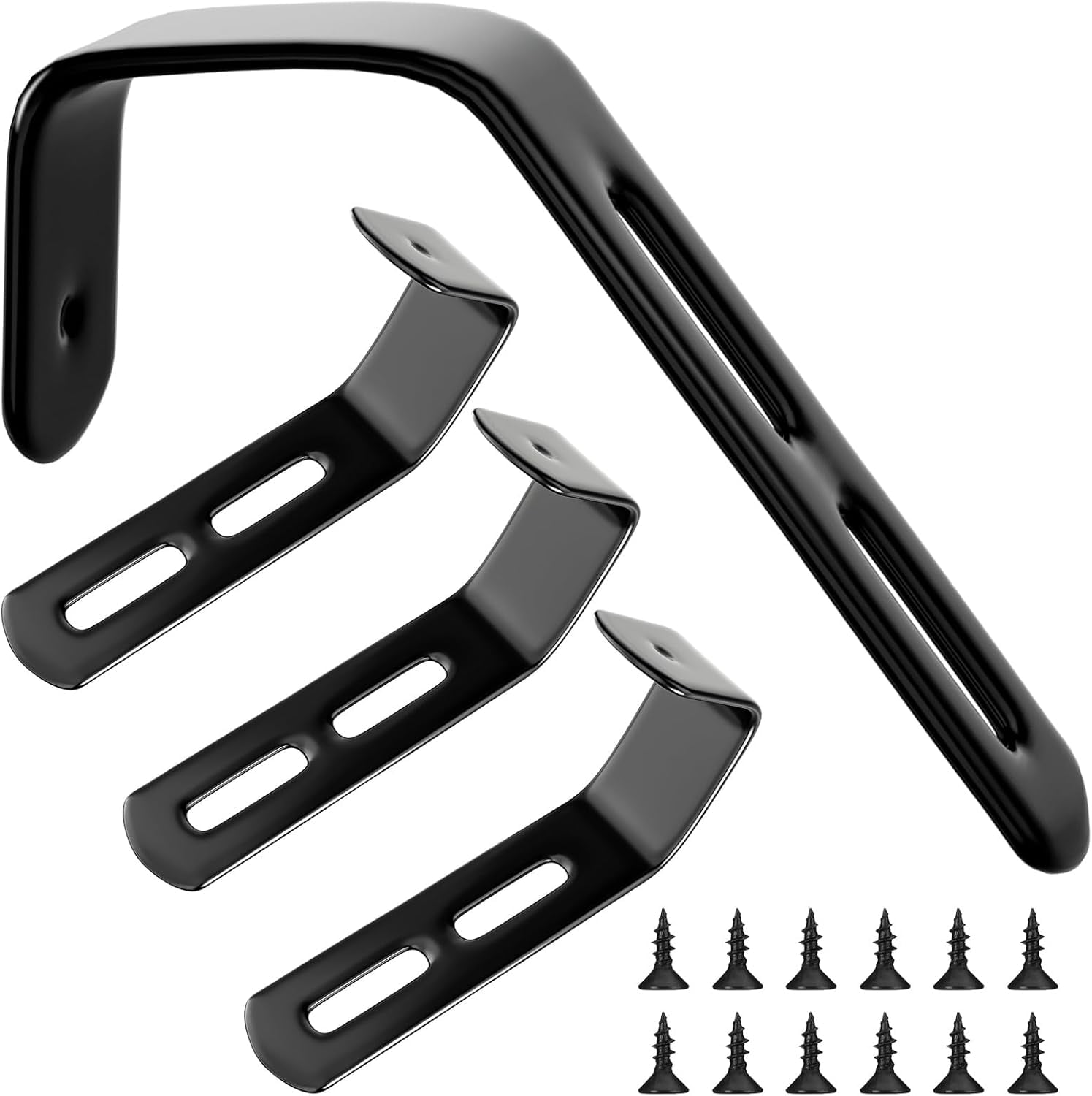 RGHJAR-4 Set Angled Bunk Bed Ladder Hooks PVC Adjustable Coated Stainless Steel Iron Bunk Bed Ladder Hooks Brackets Heavy Duty RV Utility Hook Hanger J Hooks Metal with Mounting Screws