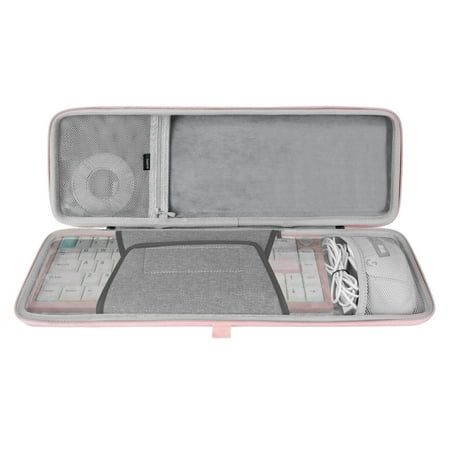 Geekria 65% Keyboard and Mouse Combo Case Hard Shell Travel Carrying Bag for 68 Keys Mechanical Gaming Keyboard Compatible with YUNZII AL66 RK ROYAL KLUDGE R65 (Pink)