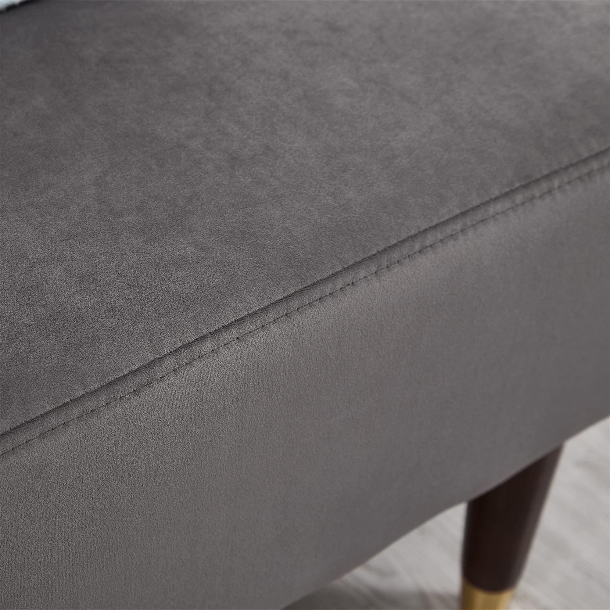 Aukfa 58" Velvet Chaise Lounge Indoor Upholstered Sofa w/ Pillow for Living Room Bedroom, Gray