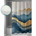 thumbnail image 4 of Hokiten Shower Curtain, Teal Golden Fabric Shower Curtains for Bathroom, Modern Oil Painting Art Bath Curtain Waterproof Bathtub Curtains with 12 Hooks, Standard 72" x 72", 4 of 7