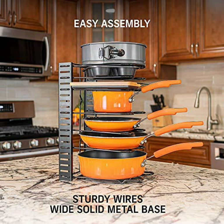 Pan Organizer Rack for Cabinet, Pot Lid Holder, Kitchen Organization &  Storage for Cast Iron Skillet, Bakeware, Cutting Board - No Assembly  Required - China Pan Organizer Rack and Cabinet Organizer Rack