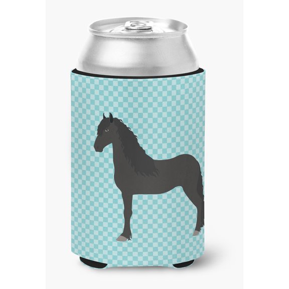 Carolines Treasures BB8089CC Friesian Horse Blue Check Can or Bottle Hugger