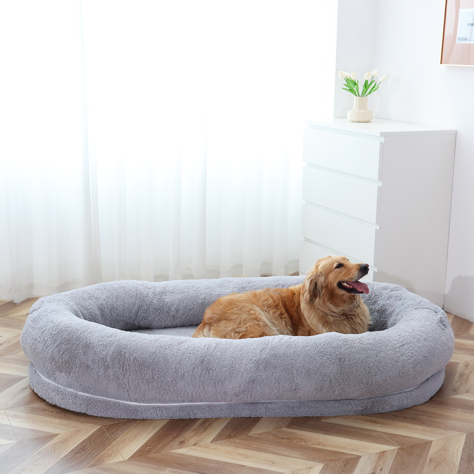 BOZTIY Human Dog Bed 72 in. x 51 in. x 12 in. Giant Dog Bed for Adults &  Pets Washable Large Bean Bag Bed for Humans (L, Khaki) I1600142-KH-LDH -  The Home Depot