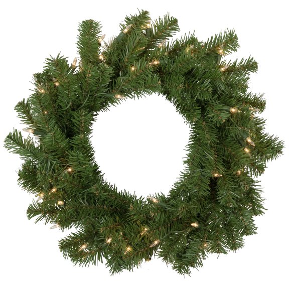 Northlight Pre-Lit Deluxe Dorchester Pine Artificial Christmas Wreath - 18" - Clear Lights