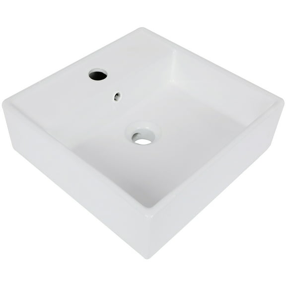 15"x15" Square Bathroom Vessel Sink, Above Counter Bathroom Sinks with Overflow