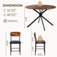 thumbnail image 4 of Ktaxon 5 Pieces 42.1" Round Dining Table Set for 4, Compact Kitchen Table Set with 4 PU Upholstered Chairs, Rustic Brown, 1 Box Arrived, 4 of 12