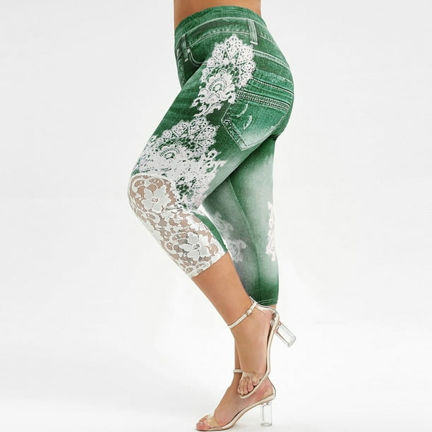 Black Friday Deals 2022 TIMIFIS Yoga Pants Workout Shorts Womens Fashion Women  Plus Size Lace Printing Splice Elastic Waist Casual Leggings Pants 