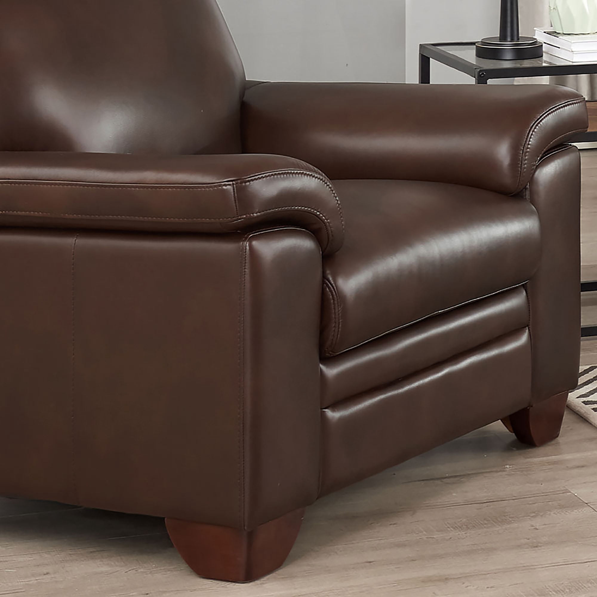 Hydeline Magnum Top Grain Leather Chair Chestnut Brown with Tapered Legs Memory Foam and Springs Seating