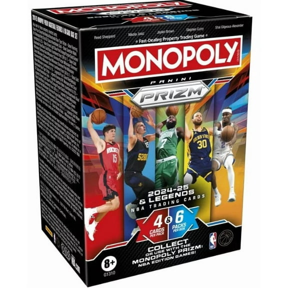 Panini Monopoly Prizm: 2024-25 and Legends NBA Trading Cards Booster Box | Collect or Use with Monopoly Panini Prizm: NBA Edition Games | Ages 8