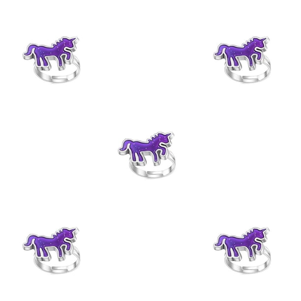 Qarigey Anillos de humor Unicornio Ajustable Fácil de combinar No es fácil de romper Ligero Cambiable Temperatura Joyas Party Pony / Unicornio Poni / Unicornio 5piezas Qarigey CBP222372