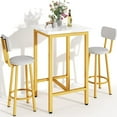thumbnail image 1 of Dining Table Set, 23.6” Square Pub Bistro Dining Set Small Kitchen Table Set Bar Table with Backrest Stools, 3-Piece Breakfast Table Set with Metal Frame for Dining Room w/ 2 Chairs, 1 of 5