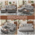 thumbnail image 4 of Pingliang Home Corduroy Sectional Sofa with 3 Ottomans, Modern Modular Sofa Couch with Storage Coffee Table Ottoman,4 Seat U-Shaped Couch Sofa for Living Room, Apartment, Apt,Office,Studio,Light Gray, 4 of 9