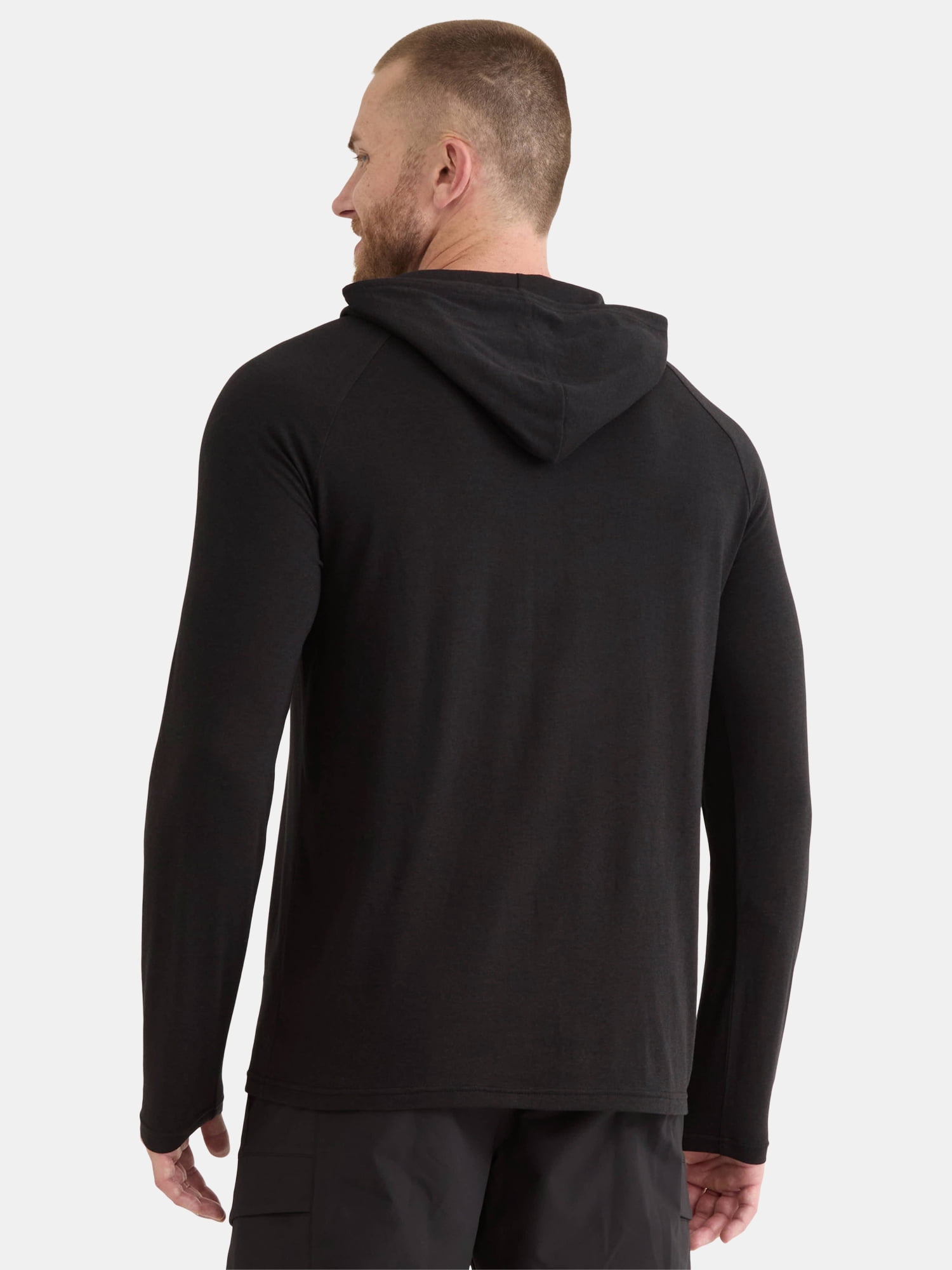 Athletic Works Men's Tri Blend Long Sleeve T-Shirt Hoodie, Sizes S-3XL